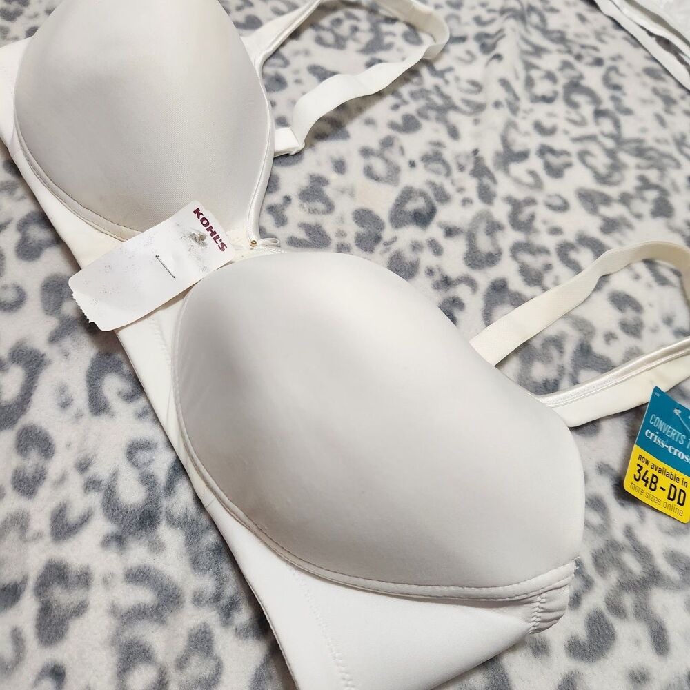 Vanity Fair Bra Size 36D White Convert To Criss Cross
